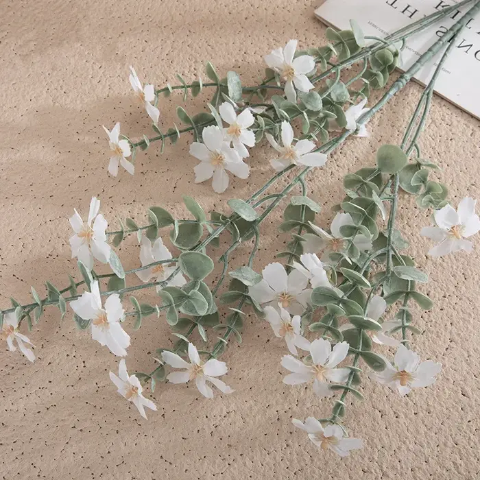 Fleurs de soie pour bouquet de mariée de mariage, 3 fourchettes, orchidée dansante, plantes roses, a
