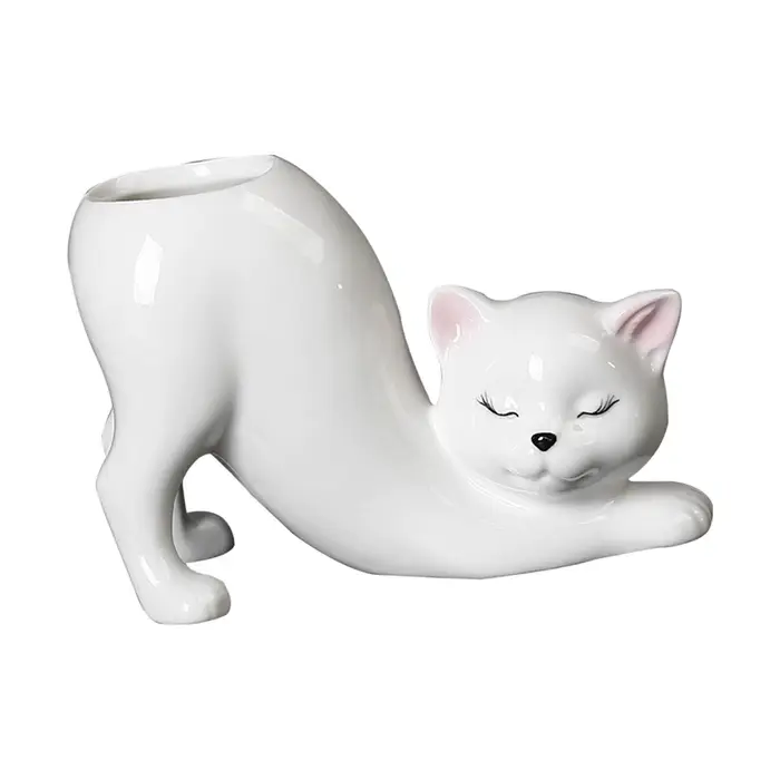 Pot de fleur de chat de dessin animé en céramique