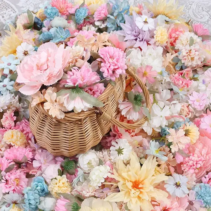 Mélange de fleurs artificielles en soie, plusieurs tailles, fausses fleurs pour décoration de maison, décoration de mariage, vêtements de mariée, guirlande de cadeaux artisanaux DIY