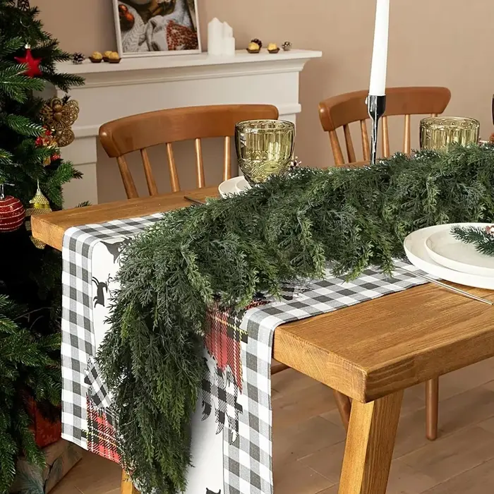 275Cm Plantes Artificielles Arbre De Noël Cyprès Feuille Guirlande Maison Décor De Fête En Plein Air Cour Pin Rotin Suspendus Orner Couronnes