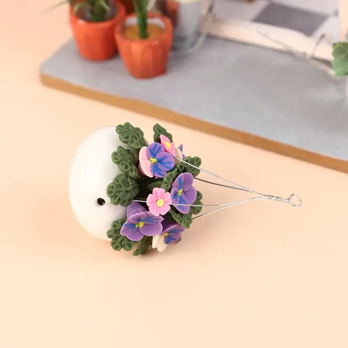 Plantes miniatures en pot pour maison de poupée 1:12, pot de fleurs Phalaenopsis, réservoir suspendu, modèle bonsaï, décoration de jardin pour la maison, accessoires de jouets