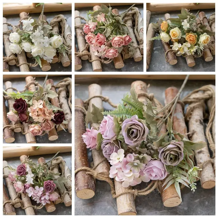 Bouquet de roses artificielles Arthur de 12 pouces