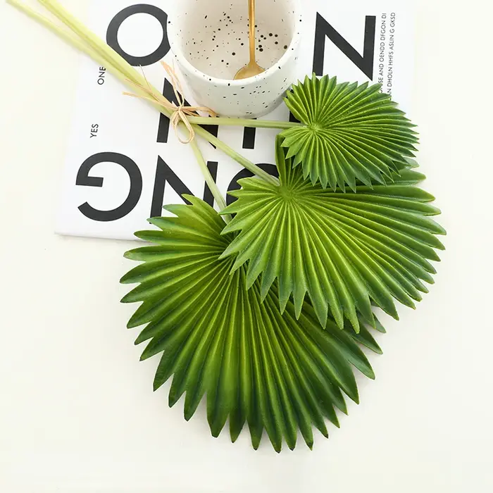 Feuilles de plantes artificielles PU, petite tortue, palmier arrière, cuir chevelu, maison, jardin, 