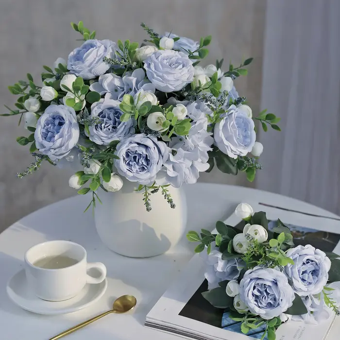 Fleur Artificielle en Soie Pivoine Hortensia Décoration Maison Jardin Extérieur Mariage Couronne de Mariée Accessoires Bouquet Accessoire Très Vendu