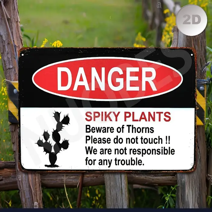 Panneau de signalisation de danger en aluminium plat 2D en forme de cactus