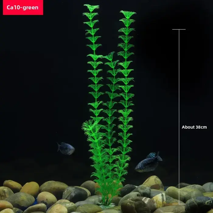 Plantes artificielles hautes pour aquarium – Grandes herbes aquatiques vertes en plastique avec base