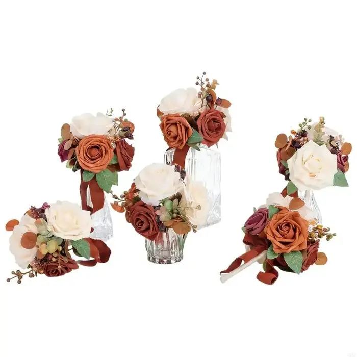 Bouquets fleurs artificielles 6 pièces, pour mariée demoiselles d'honneur, décoration mariage 55KF