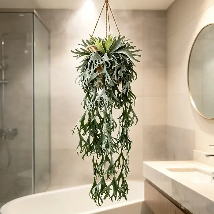 Plante artificielle de fougère cornue suspendue, fausse verdure tropicale retombante pour panier mural, décoration bohème pour la maison, le jardin et les mariages