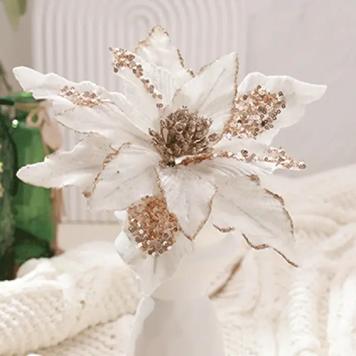 Fleur de poinsettia scintillante pour Noël