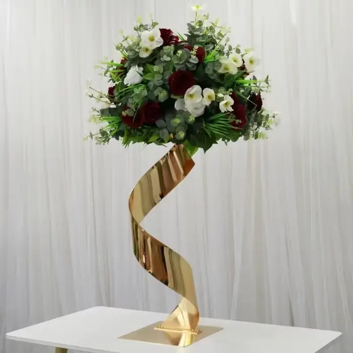 Support de fleurs doré pour centre de Table de mariage