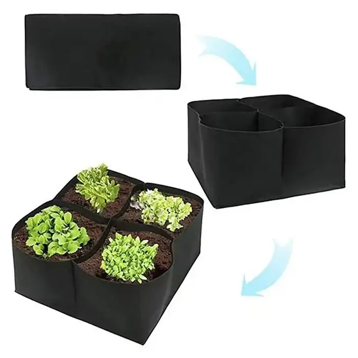 Sac de culture en tissu noir avec 1 à 8 trous, pot de pépinière rectangulaire surélevé réutilisable pour plantes, fleurs et légumes d'extérieur