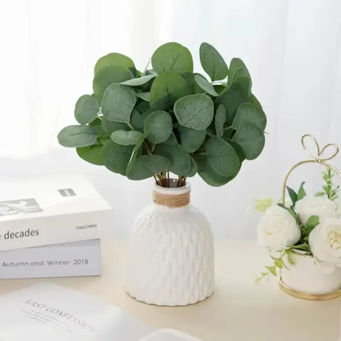 10Pcs Plantes Artificielles Soie Feuilles D'eucalyptus Bricolage Festival Vase Maison Scrapbook Fleurs Jardin Mariage Nuptiale Décoration De Fête