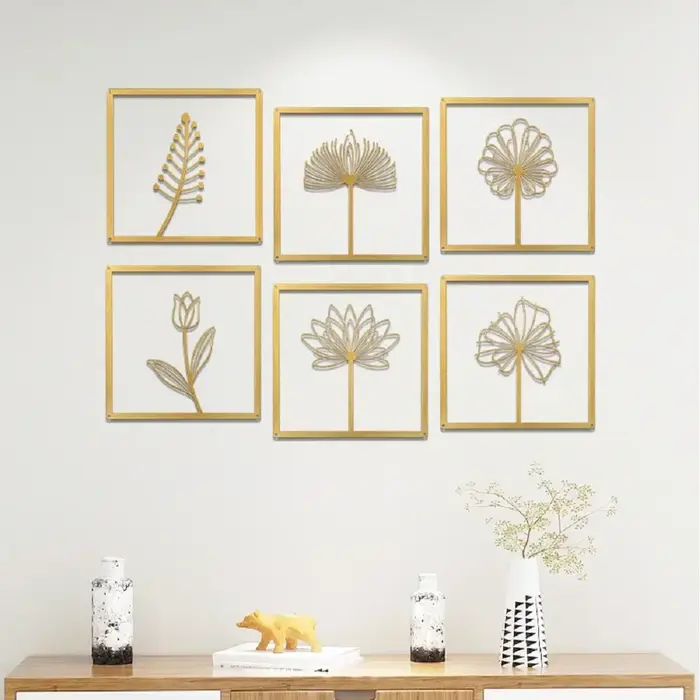 Nordique fleur métal mur Art macramé mur pendentif décor salon suspendus