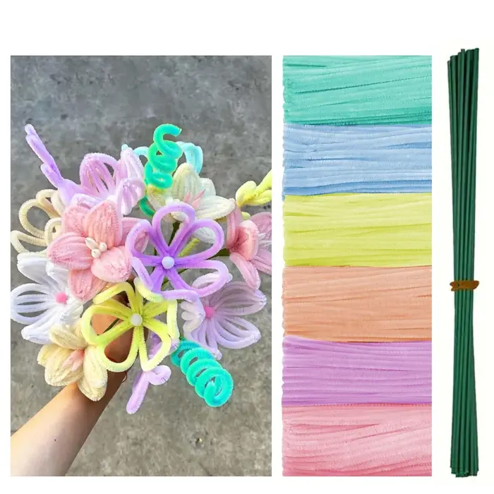 500/600 pièces nettoyeurs de tuyaux tiges de Chenille 12 pouces fournitures artisanales en vrac pour les projets d'art et d'artisanat bricolage cadeau créatif