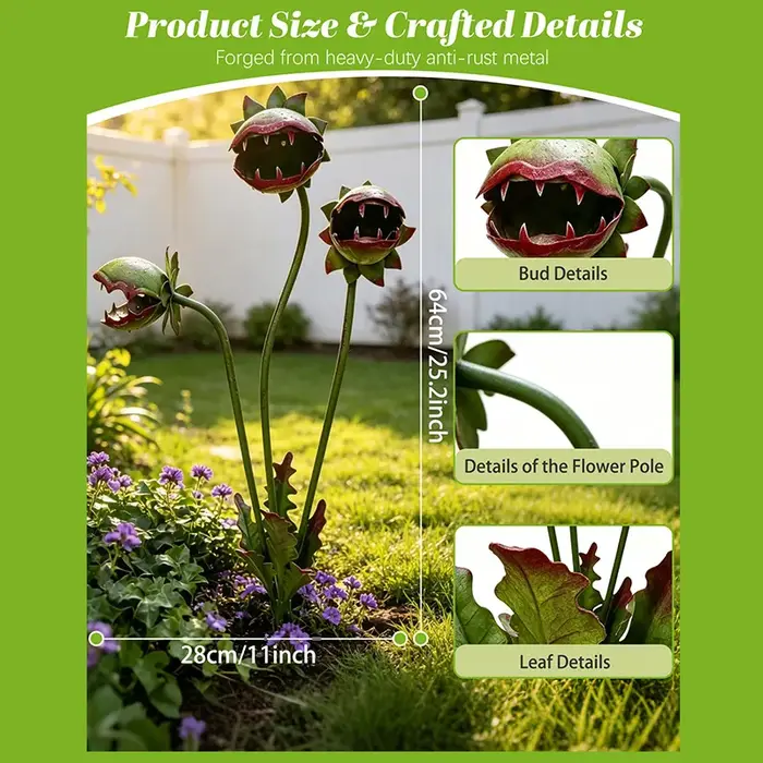 Piquet de jardin en métal pour plantes carnivores