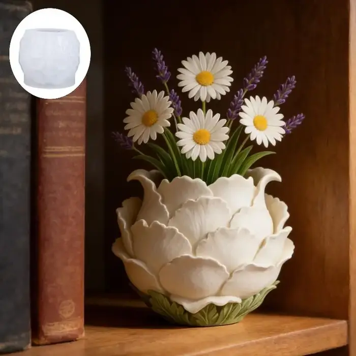 Moule en silicone pour pots en forme de pétales de pivoine 3D