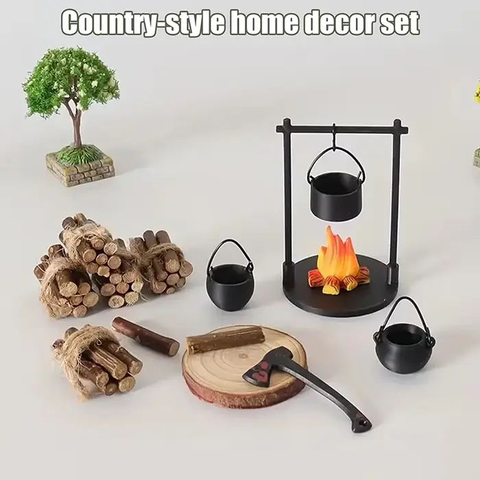 Feu de camp miniature et théière