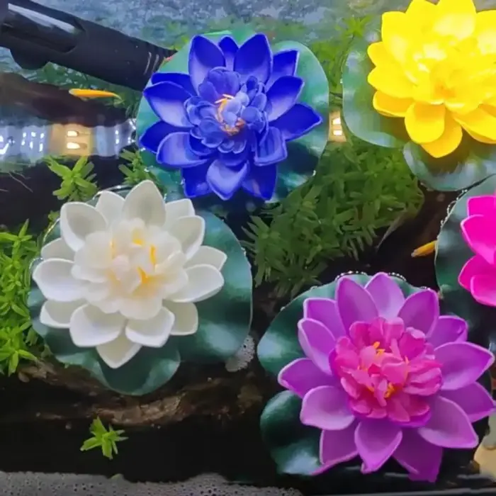 7 pièces/ensemble décoratif 10cm plante de Lotus artificielle réaliste couleur aléatoire