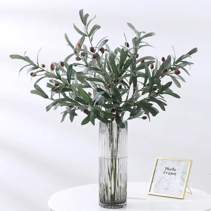 Plantes artificielles feuilles vert Olive Branches d'arbre nouvel an fruits accessoires Photo maison chambre mariage extérieur intérieur décoration cadeau soie