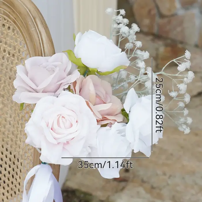 Arrangement Floral de feuilles de saule, blanc, Rose, souffle de bébé, décor d'arc d'arrière-plan de