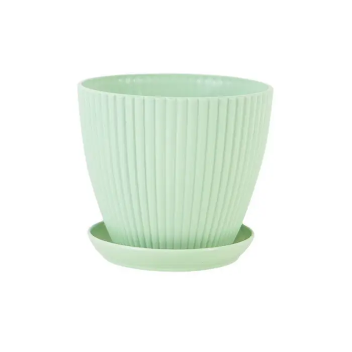 Pot de fleurs en résine avec plateau, pot de fleurs moderne pour l'intérieur et l'extérieur, pour le