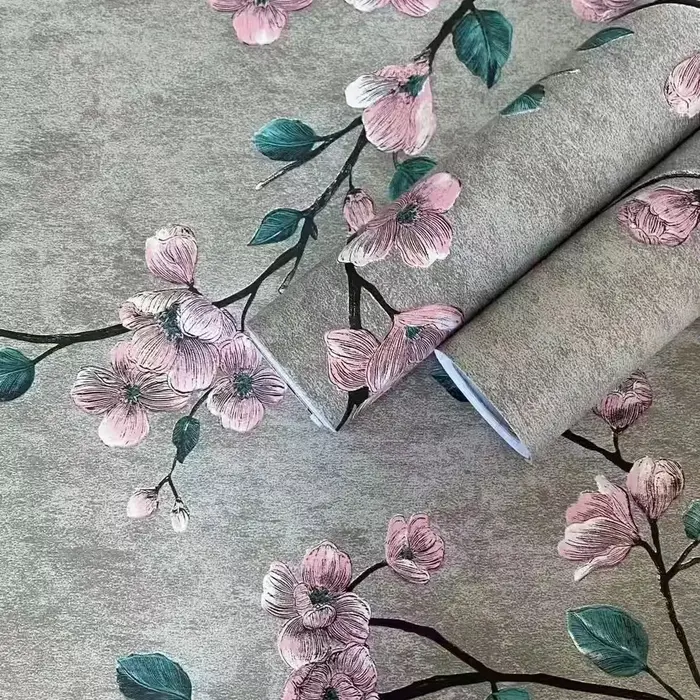 Autocollant mural floral gris, papiers peints à coller et à décoller, papier peint auto-adhésif à fleurs, papier contact amovible, décoratif pour meubles