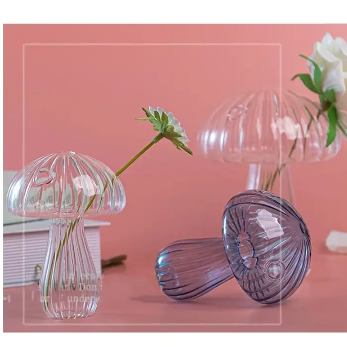 Vase Champignon Feng Shui en Verre pour Culture