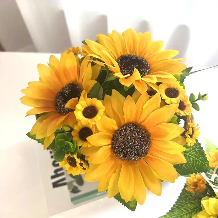 1 Bouquet de fleurs artificielles tournesol pour extérieur