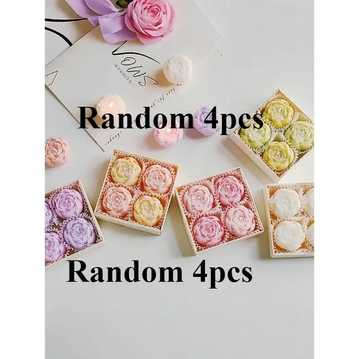 Bougie en cire de soja en forme de fleur de rose, lot de 4 coffrets cadeaux, bougies décoratives san