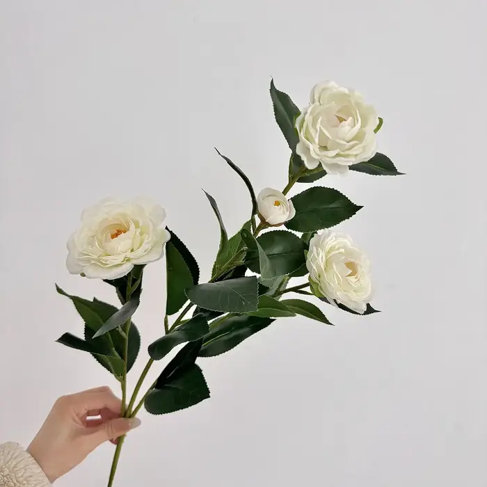 Branche de camélia artificielle 20.86 pouces, fausses fleurs pour Table à manger, salon, décoration 