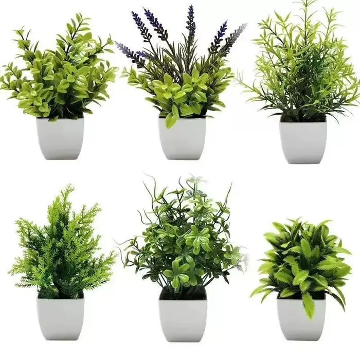 Plantes artificielles en pot avec feuillage réaliste et sans entretien, parfaites pour la décoration de la maison, du bureau, de la salle de bain, de la table ou des étagères.