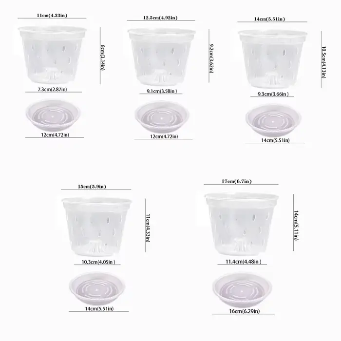 Pot d'orchidée Transparent 4/5/6/7 pouces