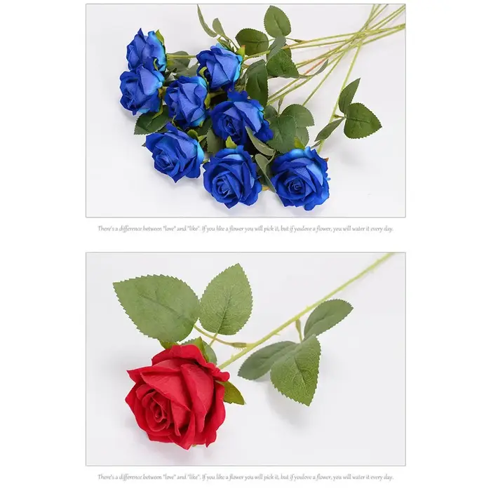 Six couleurs, rose artificielle à tige unique, toucher velours, fleur de mariage, décoration de la m