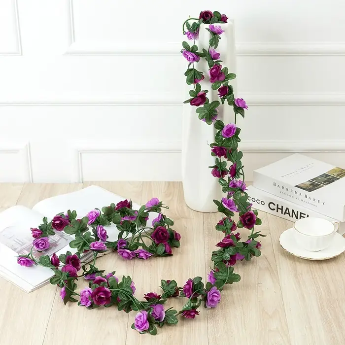 Guirlande de fleurs artificielles de vigne de Rose de 250cm