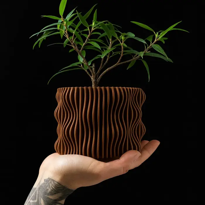 Pot à plantes moderne et minimaliste imprimé en 3D - Pot à fleurs biodégradable pour la décoration intérieure