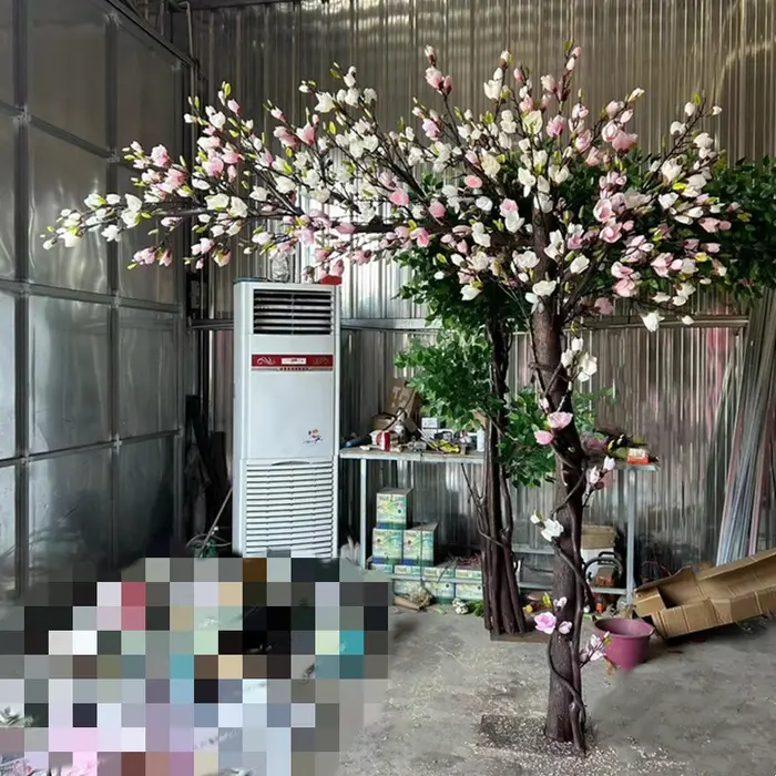 Arbre de Magnolia artificiel de 2M, plante de Simulation, fausse fleur, salon, hôtel, décoration de 