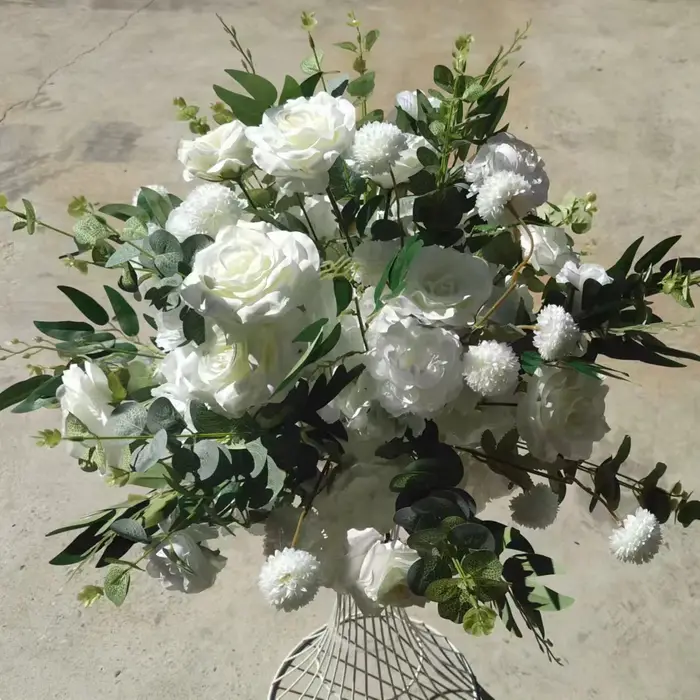Hortensia Rose blanche, rangées florales au sol, centres de Table pour la maison, décorations de fêt