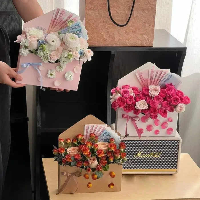 Lot de 5 boîtes élégantes faites à la main pour fleurs