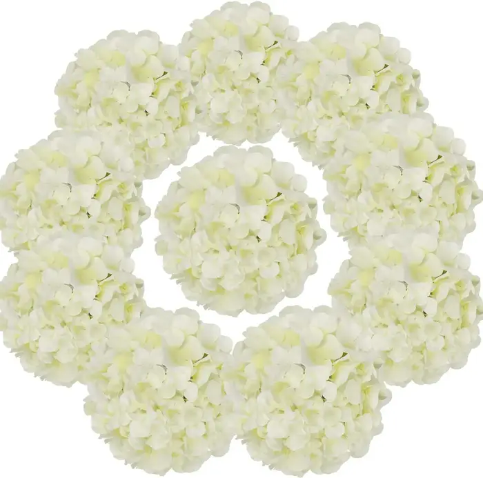 10 paquets de fleurs d'hortensia artificielles en soie