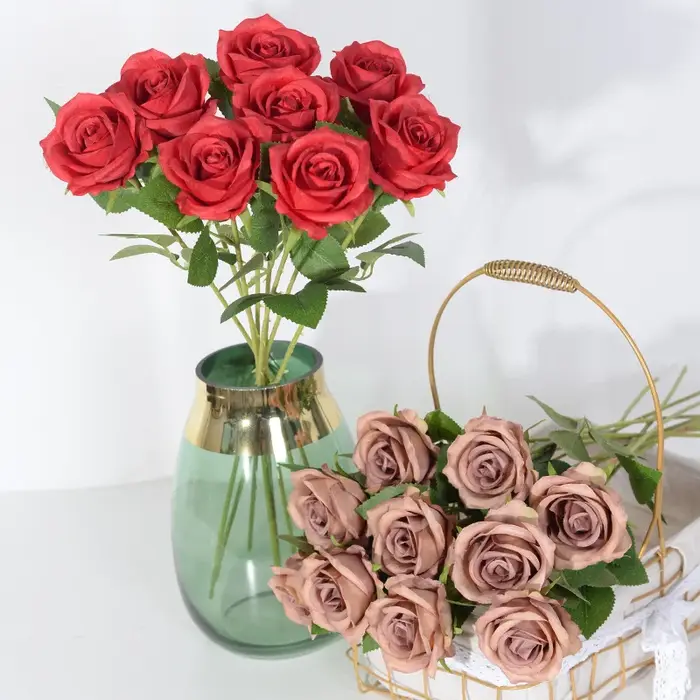 Roses artificielles en soie