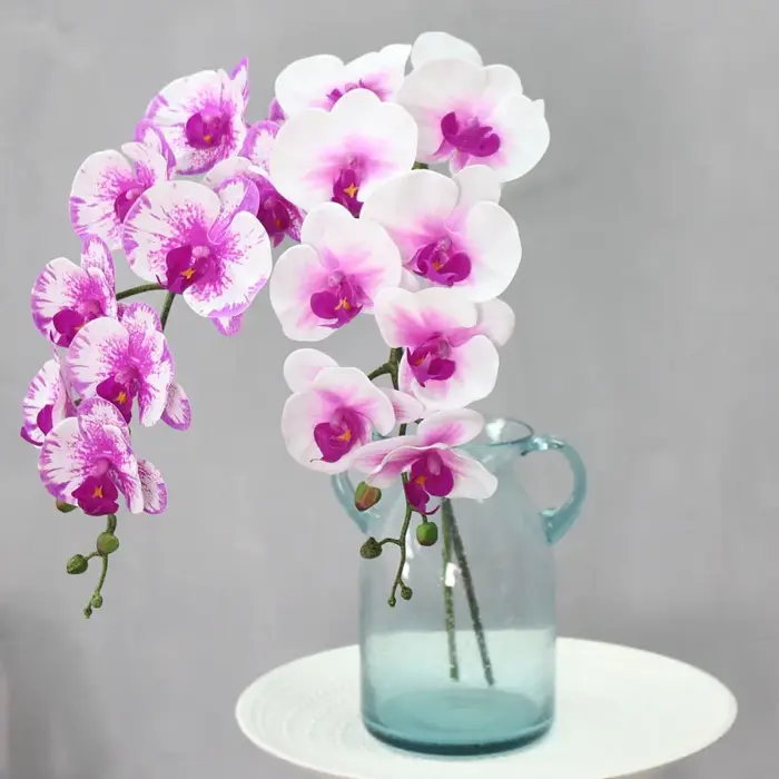 9 têtes d'orchidées Phalaenopsis artificielles en latex PU à toucher réel