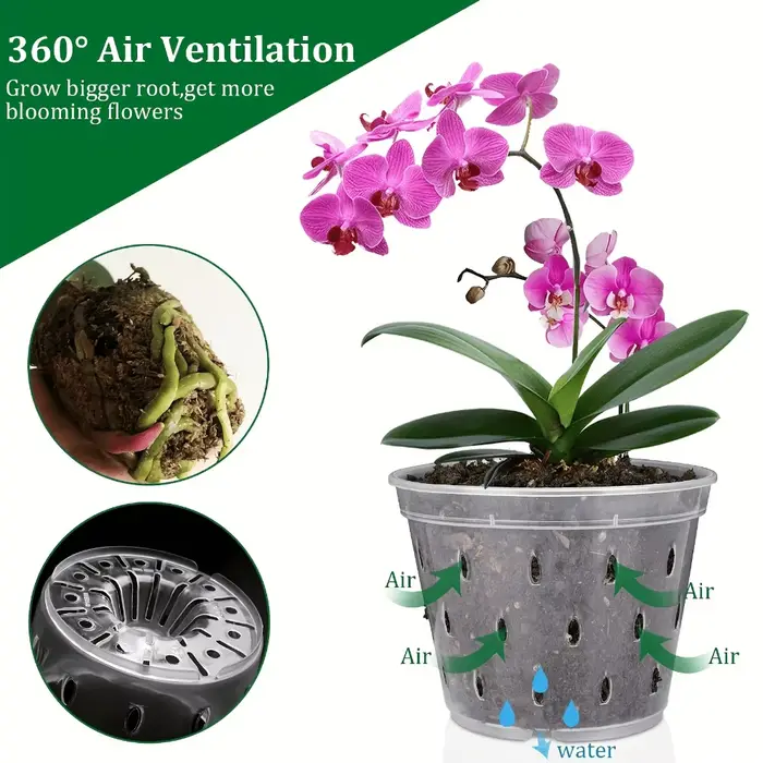 Lot de 3 pots en plastique pour orchidées