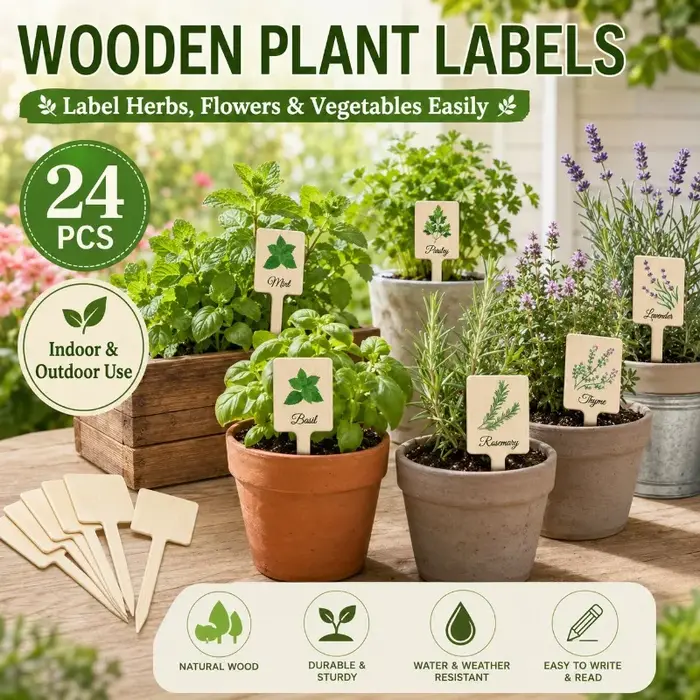 Étiquettes de plantes en bois