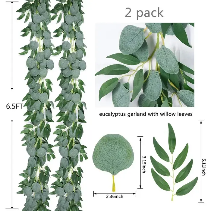 Couronne artificielle d'eucalyptus avec feuilles de saule