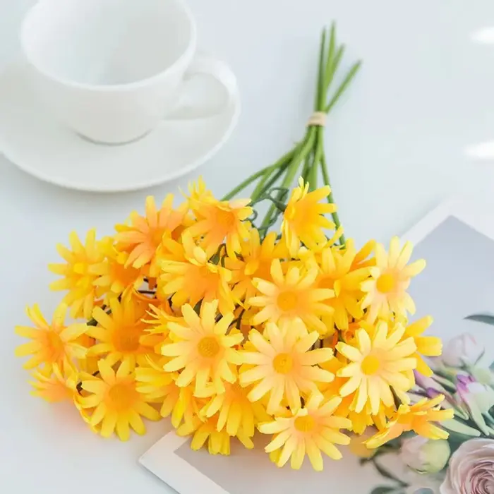 Fleurs artificielles en soie chrysanthème bulbeux bulle herbe cour couronnes de mariage mariée bouque maison bricolage vente chaude décoration