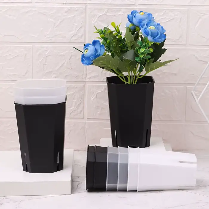 Pots de fleurs en plastique octogonaux, carrés décoratifs, plantes en pot, Vientiane, ouverture laté