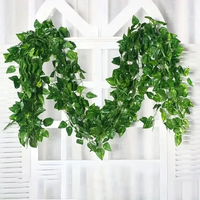 Guirlande de feuilles de lierre artificielles vertes