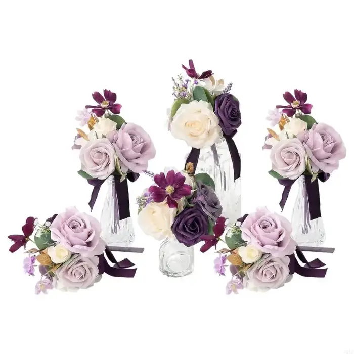 Bouquets fleurs artificielles 6 pièces, pour mariée demoiselles d'honneur, décoration mariage 55KF