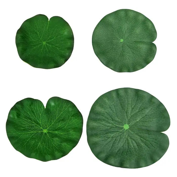 Feuilles Lotus artificielles, paquet 4 feuilles flottantes pour décor d'aquarium d'étang à poissons