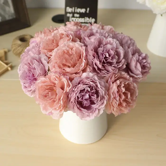 5 têtes/bouquet pivoine fleurs artificielles décor à la maison soie fausse fleur pivoines